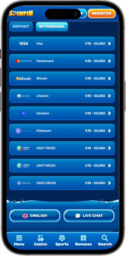 Spinfin Casino Payments